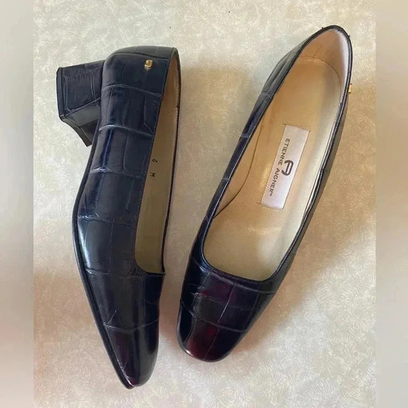 Etienne Aigner Astoria Square Toe Black Heels size 6 - Picture 5 of 9